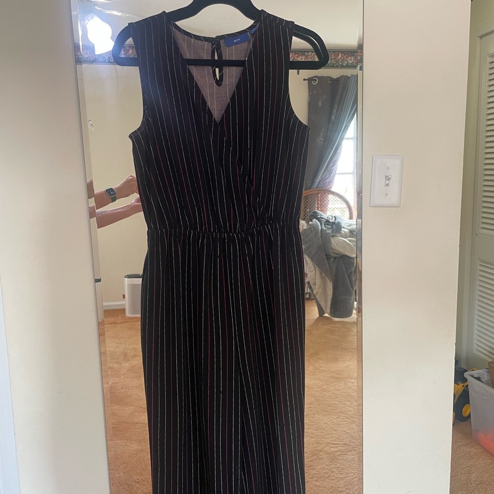 Sleeveless Black Stripe V-Neck romper
